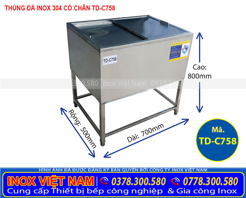 Thùng đá inox có khung chân C758