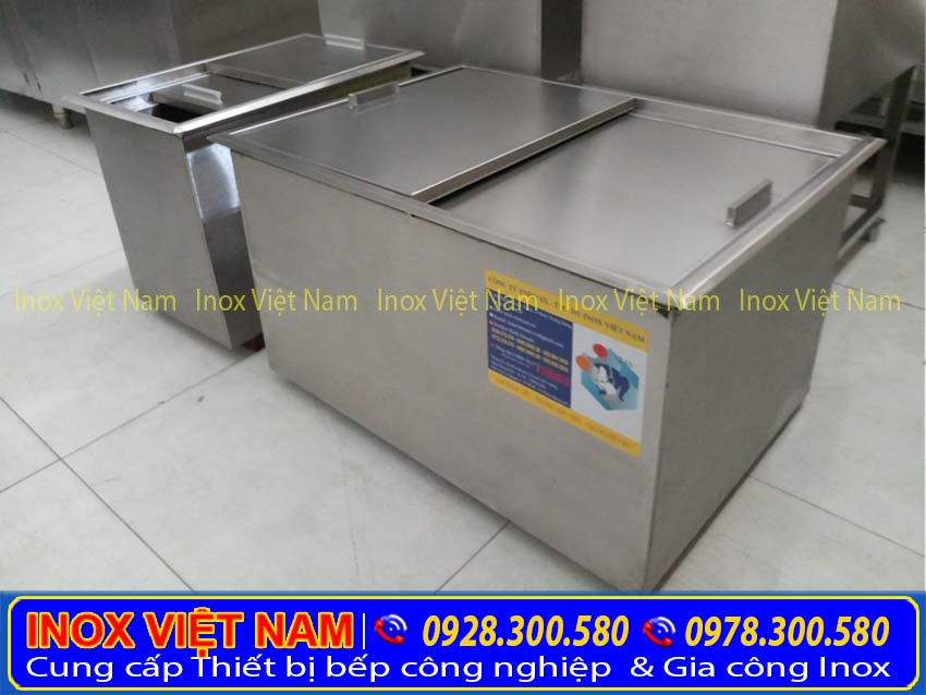 Thùng đá inox nấp trượt