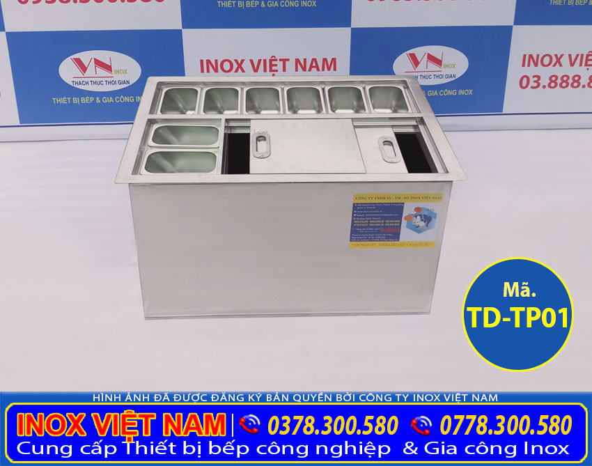 Báo giá thùng đứng đá có khay topping TD-TP01