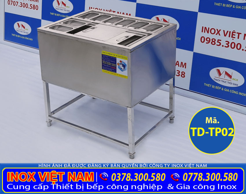 Thùng đá inox có khay topping TD-TP02