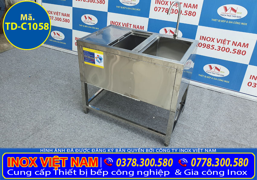 Thùng đá inox có khung chân và chậu rửa