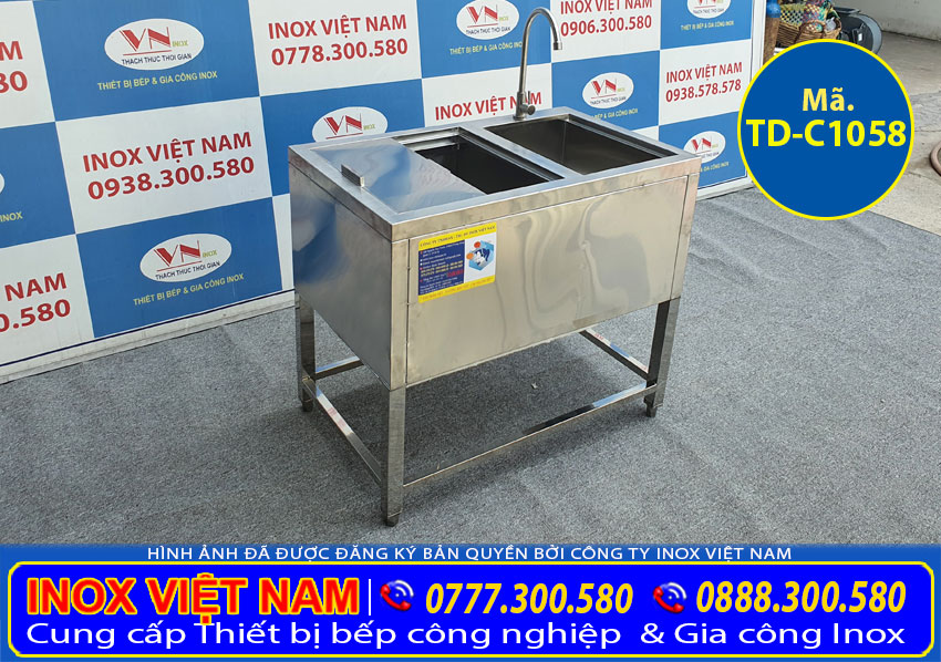 Thùng chứa đá inox có khung chân