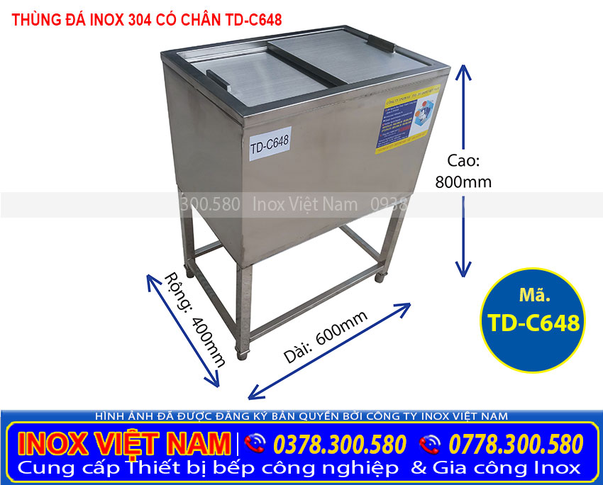 Thùng đá inox có khung chân giá bao nhiêu