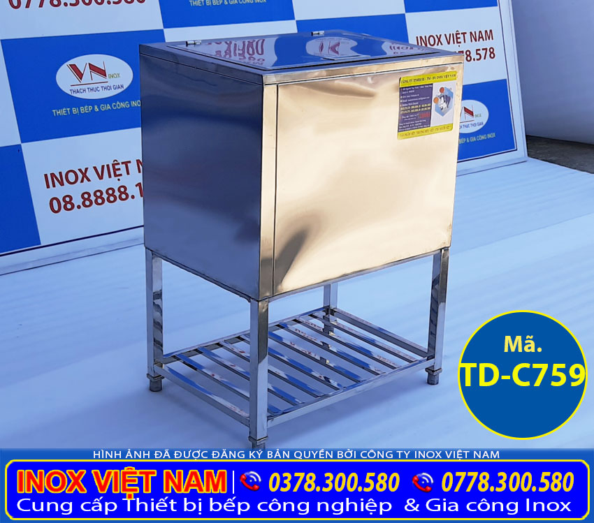 Thùng đựng đá inox có khung chân 