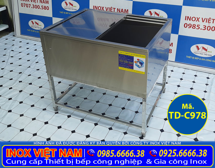Báo giá thùng chứa đá inox có khung chân TD-C978