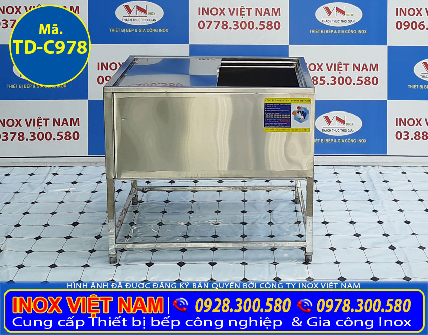 Thùng đá inox khung chân giá bao nhiêu