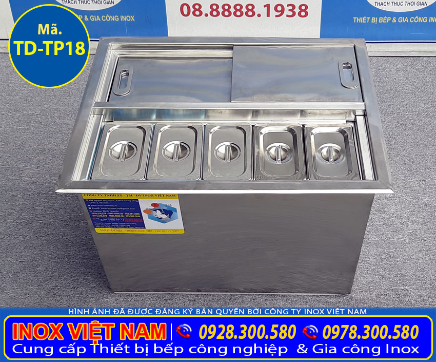 Thùng đá âm bàn có khay topping TD-TP18