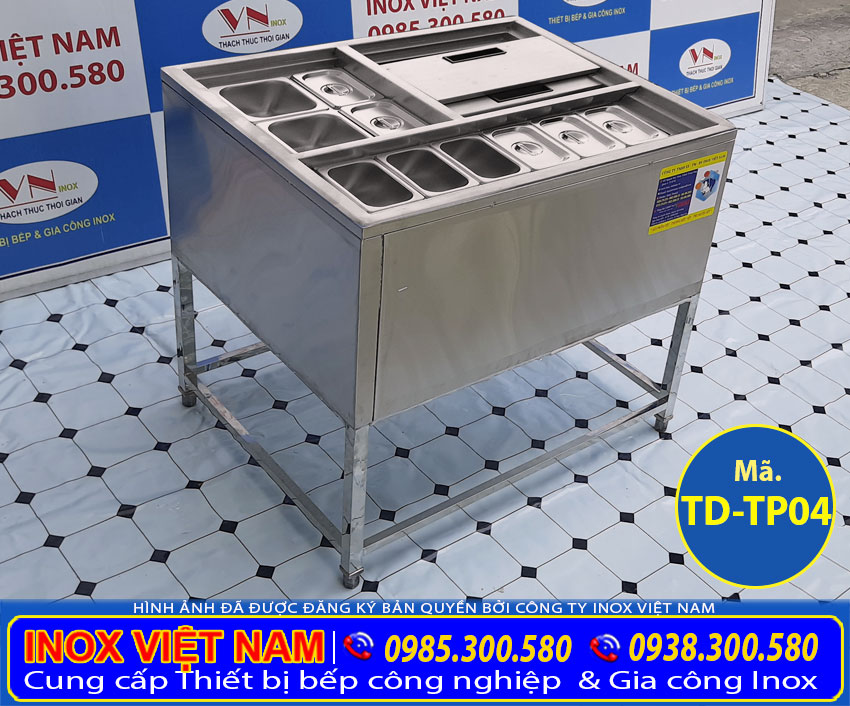 Thùng chứa đá có khay topping cao cấp