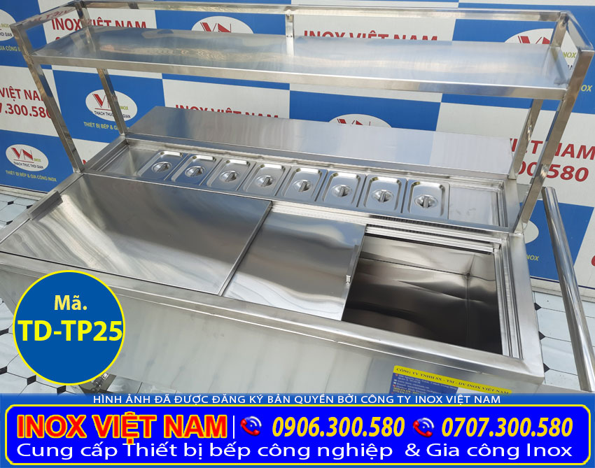 Thùng đá inox 304 có khay topping