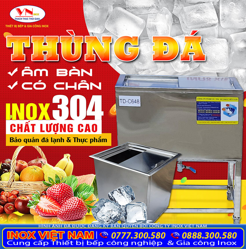 Thùng đá inox âm bàn