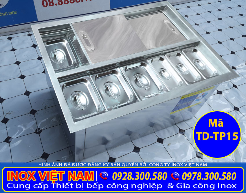 Mua thùng đựng đá inox có khay topping ở đâu