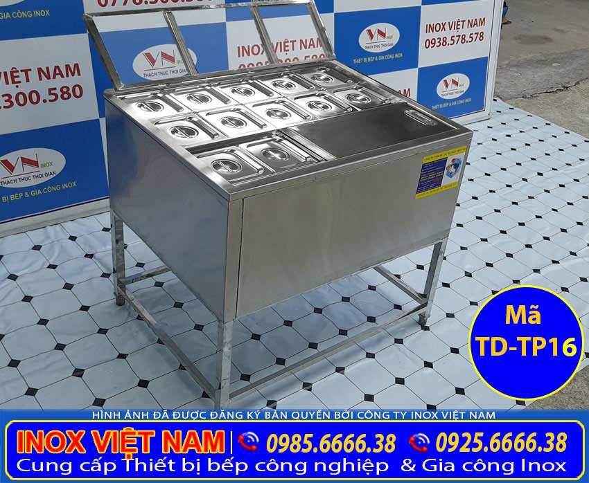 Thùng đá inox có khay topping TD-TP16 có giá bao nhiêu